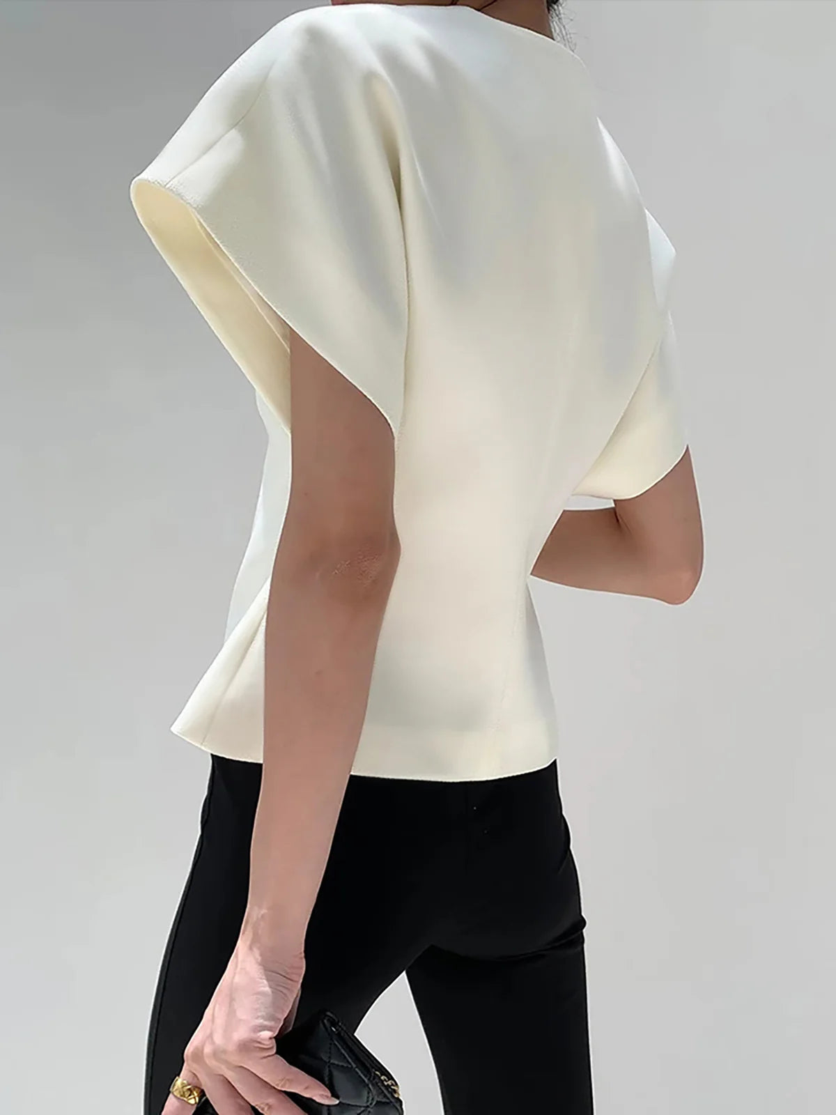 Oversized V-Neck Button Down Blouse