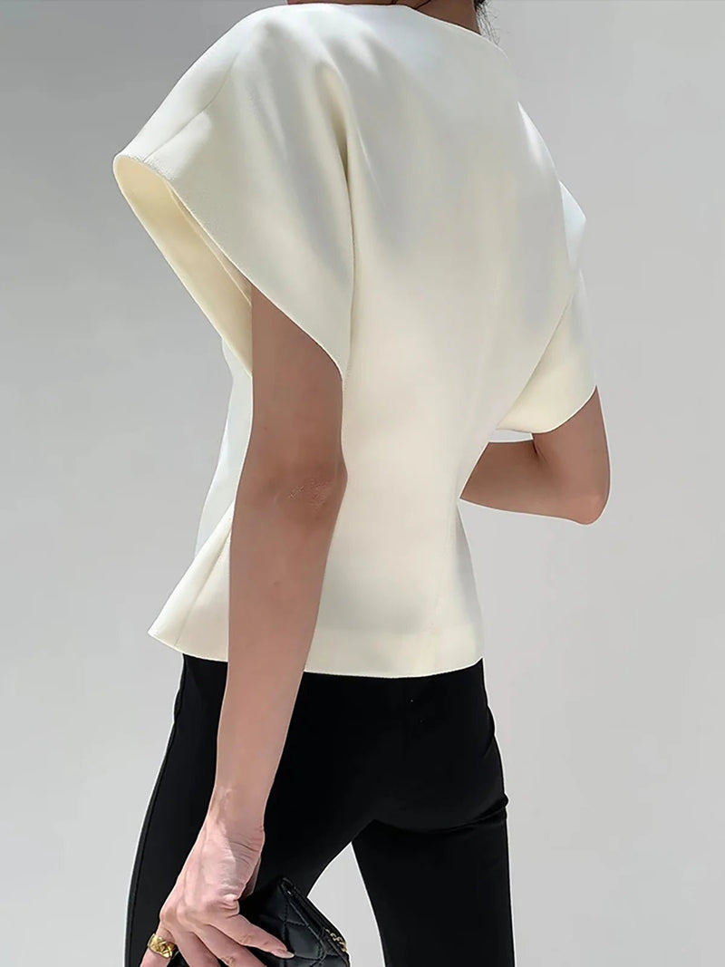 Oversized V-Neck Button Down Blouse
