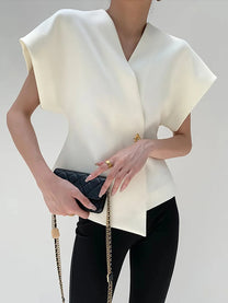 Oversized V-Neck Button Down Blouse