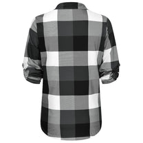 Oversized V-Neck Plaid Blouse With Long Sleeves