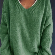 Oversized V-Neck Pullover Sweater Plus Size