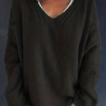 Oversized V-Neck Pullover Sweater Plus Size
