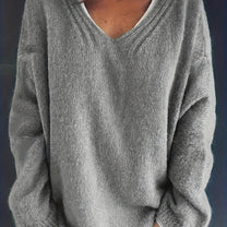Oversized V-Neck Pullover Sweater Plus Size