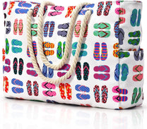 Oversized Waterproof Beach Tote Bag With Zipper Closure And Side Pockets