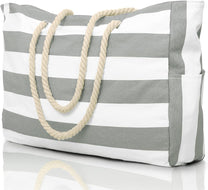 Oversized Waterproof Beach Tote Bag With Zipper Closure And Side Pockets