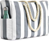 Oversized Waterproof Beach Tote Bag With Zipper Closure And Side Pockets