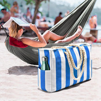 Oversized Waterproof Beach Tote Bag With Zipper Closure And Side Pockets