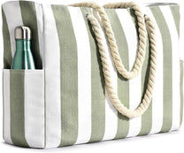 Oversized Waterproof Beach Tote Bag With Zipper Closure And Side Pockets