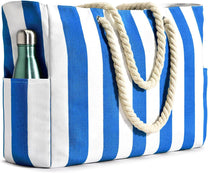 Oversized Waterproof Beach Tote Bag With Zipper Closure And Side Pockets