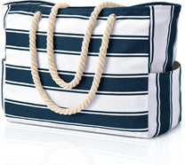 Oversized Waterproof Beach Tote Bag With Zipper Closure And Side Pockets