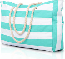 Oversized Waterproof Beach Tote Bag With Zipper Closure And Side Pockets