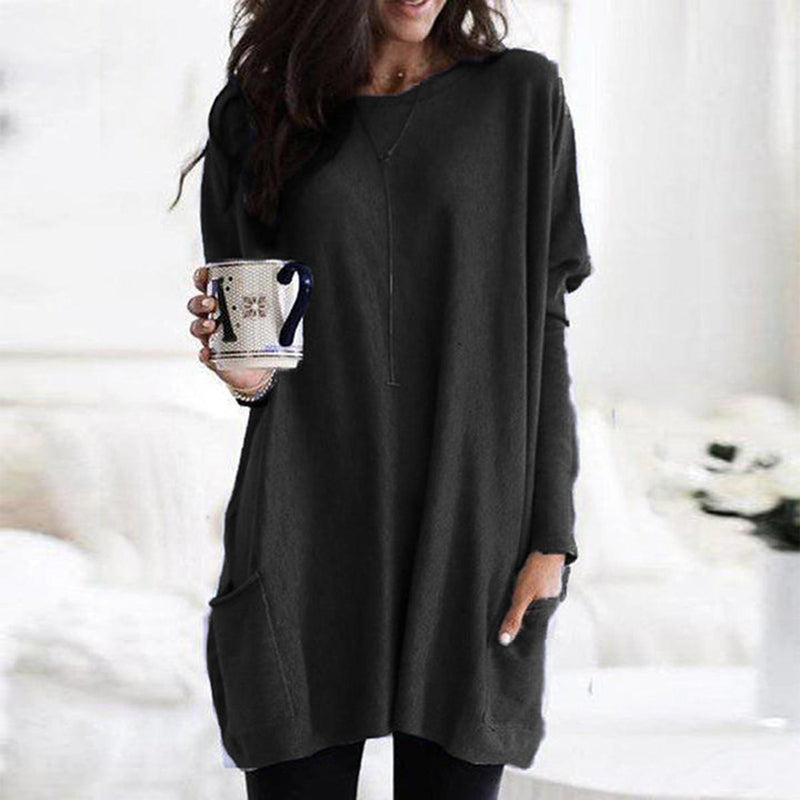 Oversized Women&#39;s Autumn Pullover With Pockets