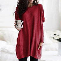 Oversized Women&#39;s Autumn Pullover With Pockets