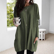 Oversized Women&#39;s Autumn Pullover With Pockets