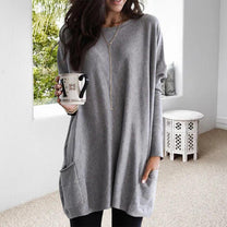 Oversized Women&#39;s Autumn Pullover With Pockets
