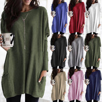 Oversized Women&#39;s Autumn Pullover With Pockets