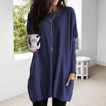 Oversized Women&#39;s Autumn Pullover With Pockets