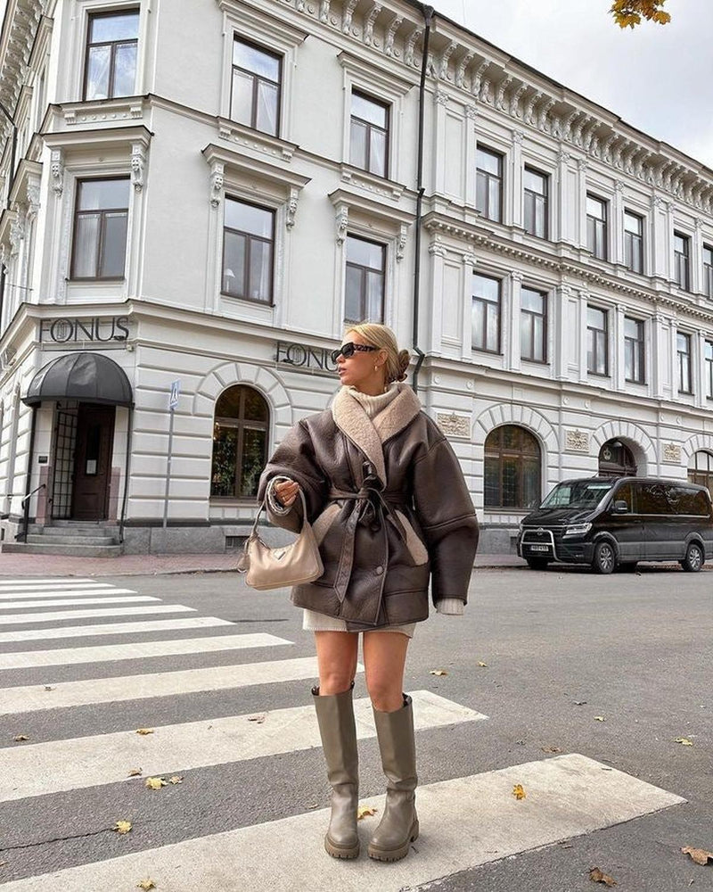 Oversized Wool Blend Trench Coat For Women