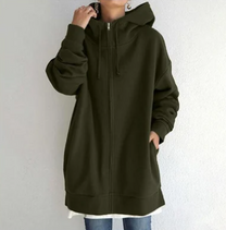 Oversized Zip-Up Hoodie With Hood For Women - Autumn And Winter Comfort