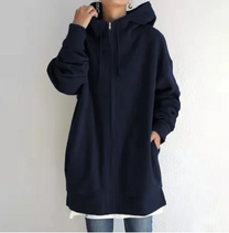 Oversized Zip-Up Hoodie With Hood For Women - Autumn And Winter Comfort