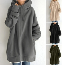 Oversized Zip-Up Hoodie With Hood For Women - Autumn And Winter Comfort