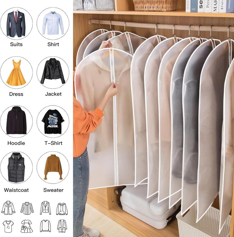 PEVA Garment Cover Set – 12 Breathable Clothing Hangers with Buy 1 Get 1 Free Offer