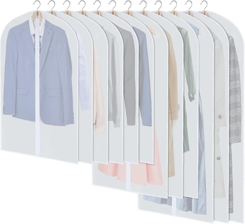 PEVA Garment Cover Set – 12 Breathable Clothing Hangers with Buy 1 Get 1 Free Offer