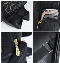 PU Leather Owl Print Backpack For Women - Multi-Pocket Design