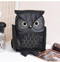 PU Leather Owl Print Backpack For Women - Multi-Pocket Design