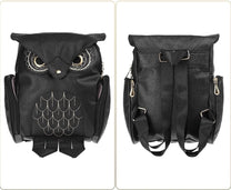 PU Leather Owl Print Backpack For Women - Multi-Pocket Design