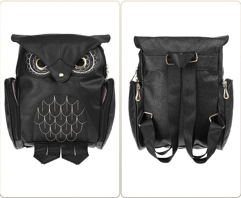 PU Leather Owl Print Backpack For Women - Multi-Pocket Design