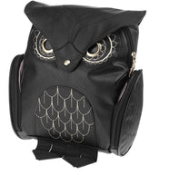 PU Leather Owl Print Backpack For Women - Multi-Pocket Design