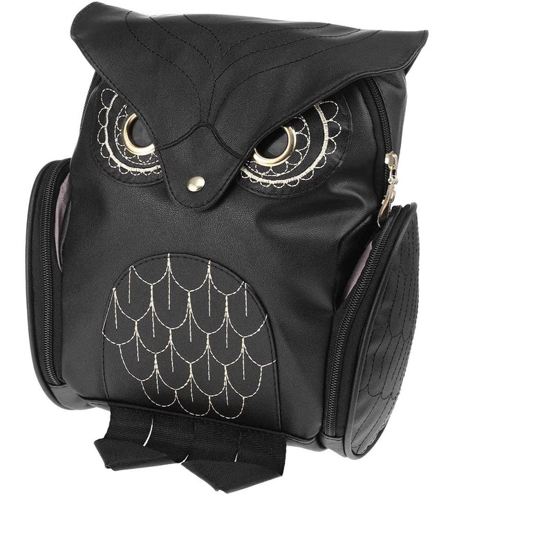 PU Leather Owl Print Backpack For Women - Multi-Pocket Design