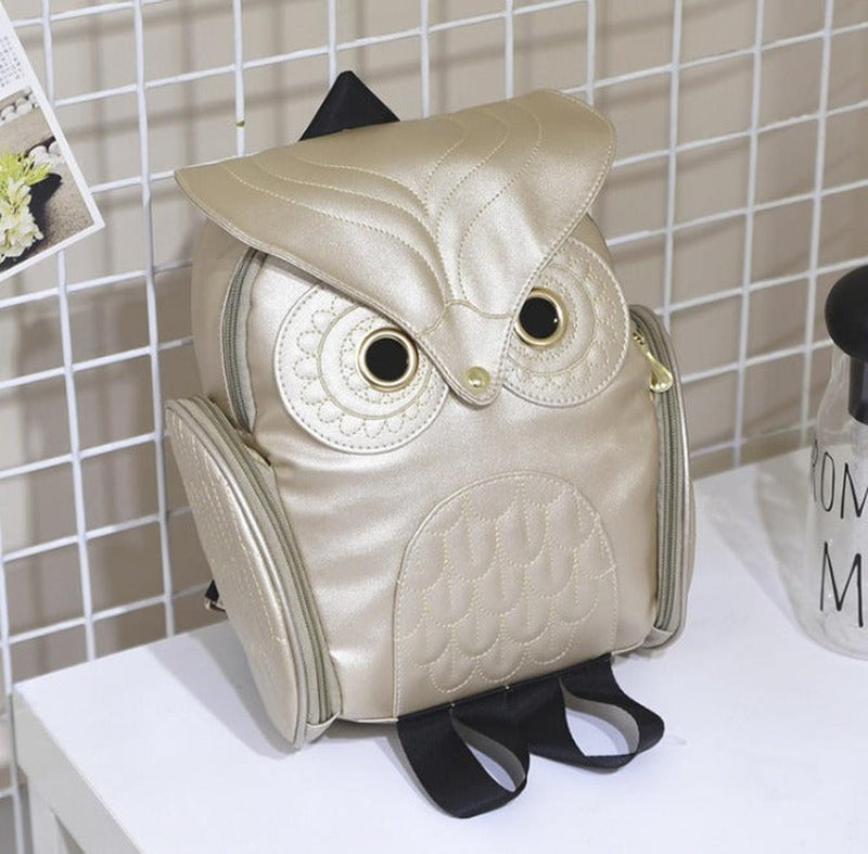PU Leather Owl Print Backpack For Women - Multi-Pocket Design