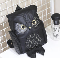 PU Leather Owl Print Backpack For Women - Multi-Pocket Design