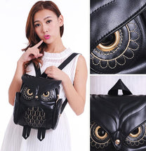 PU Leather Owl Print Backpack For Women - Multi-Pocket Design