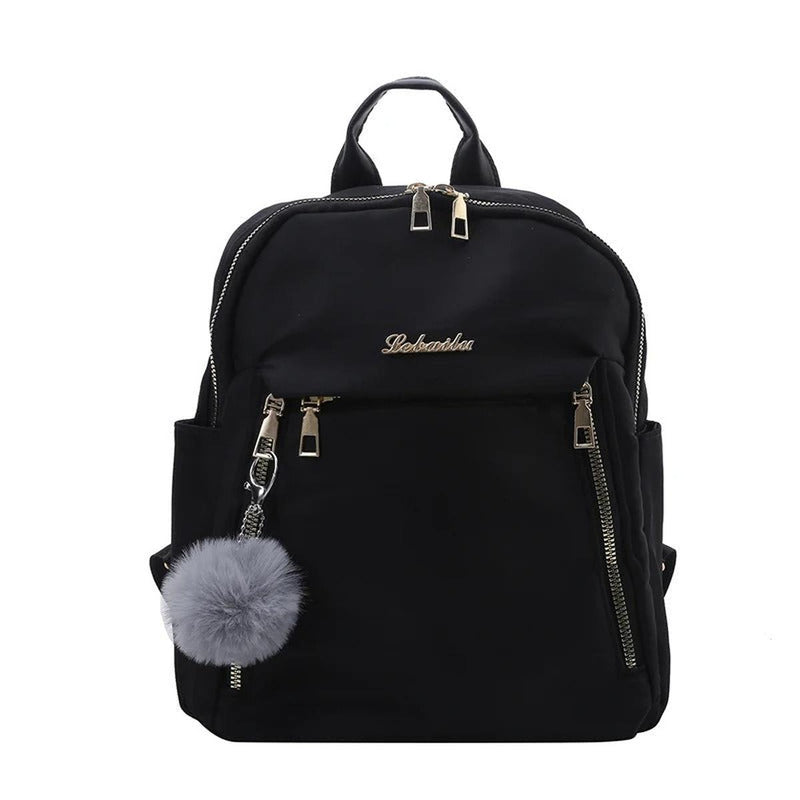 PU Leather Travel Backpack With Adjustable Straps And Zippered Pockets