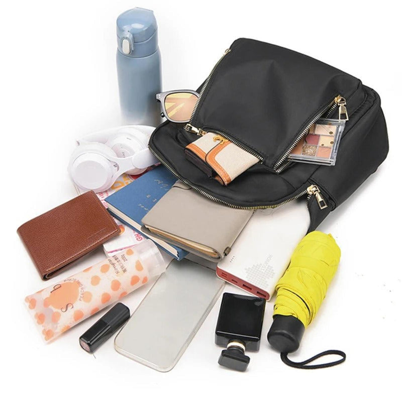 PU Leather Travel Backpack With Adjustable Straps And Zippered Pockets