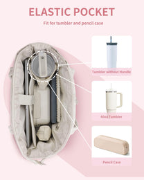 Padded Laptop Tote Bag With Tumbler Holder And Trolley Sleeve