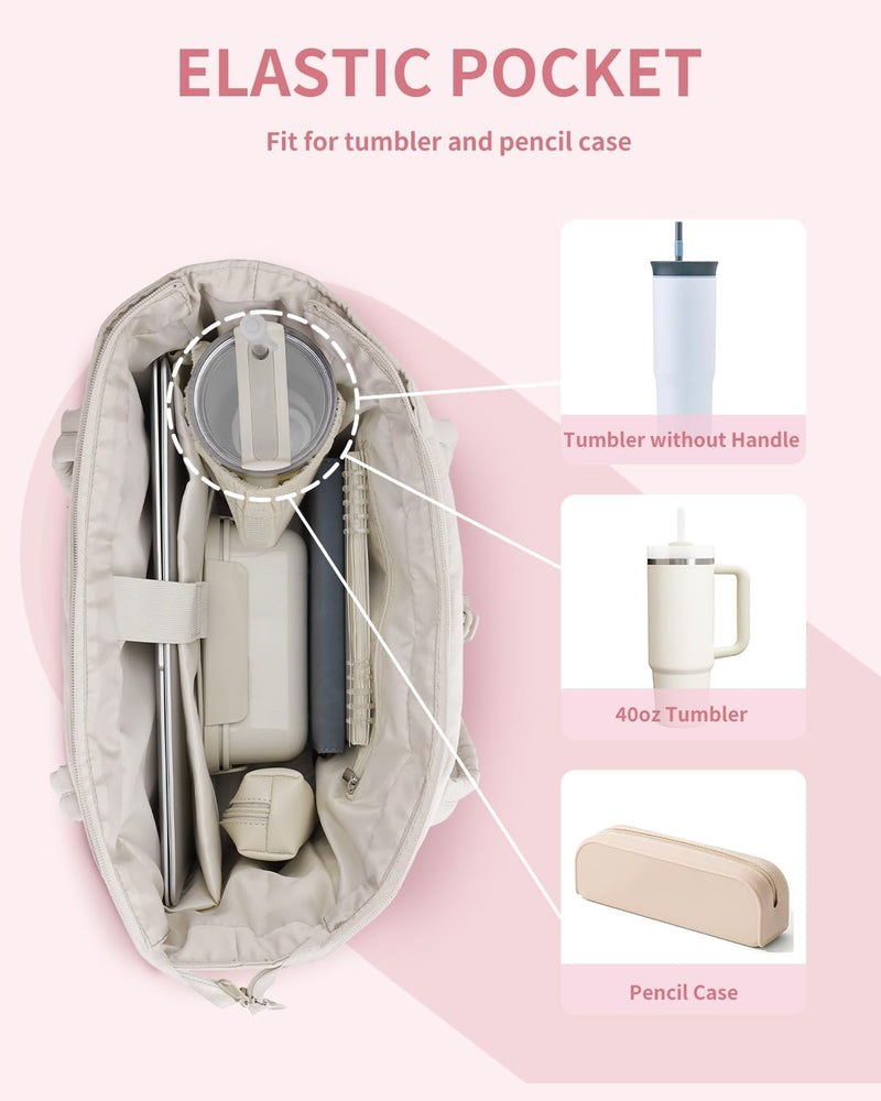 Padded Laptop Tote Bag With Tumbler Holder And Trolley Sleeve