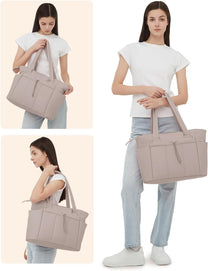 Padded Laptop Tote Bag With Tumbler Holder And Trolley Sleeve