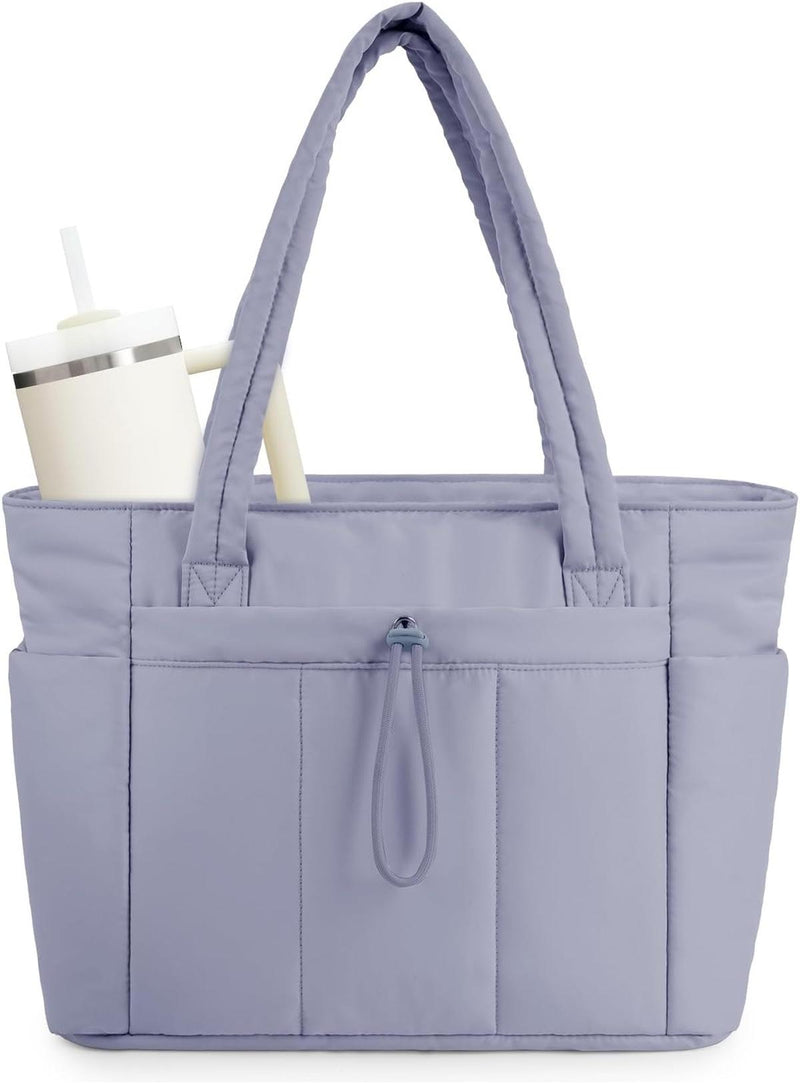 Padded Laptop Tote Bag With Tumbler Holder And Trolley Sleeve