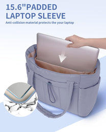 Padded Laptop Tote Bag With Tumbler Holder And Trolley Sleeve
