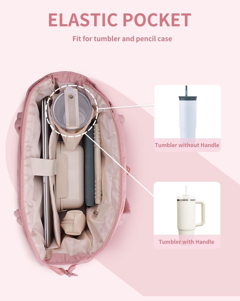 Padded Laptop Tote Bag With Tumbler Holder And Trolley Sleeve