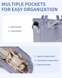 Padded Laptop Tote Bag With Tumbler Holder And Trolley Sleeve