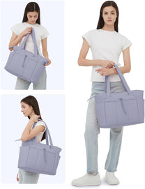 Padded Laptop Tote Bag With Tumbler Holder And Trolley Sleeve