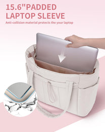 Padded Laptop Tote Bag With Tumbler Holder And Trolley Sleeve