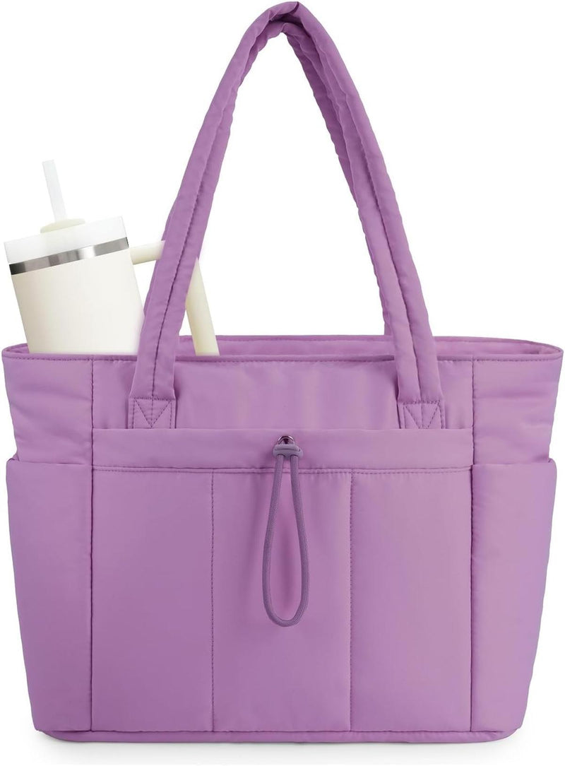 Padded Laptop Tote Bag With Tumbler Holder And Trolley Sleeve