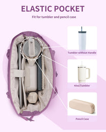 Padded Laptop Tote Bag With Tumbler Holder And Trolley Sleeve