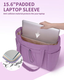 Padded Laptop Tote Bag With Tumbler Holder And Trolley Sleeve